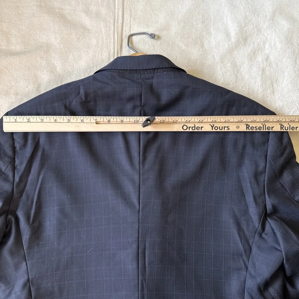 Peter Millar Crown Crafted Custom Men's Suit 44L Pants 40x31 Navy Wool Plaid